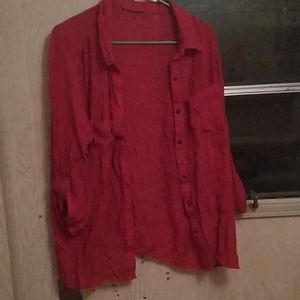 A red button-up blouse